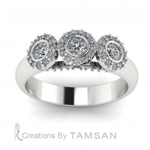 Diamond Anniversary Ring with Round Halo 0.50Ctw