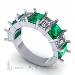 Diamond Emerald Anniversary Ring 5Ctw