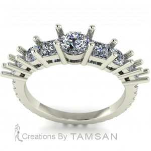 Side Stone Engagement Ring 1.90Ctw