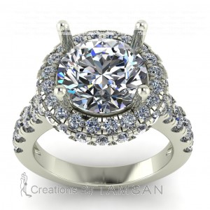 Double Halo Round Cut Engagement Ring 4.50Ctw