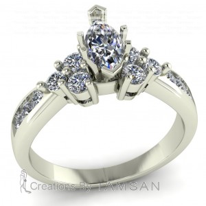 Side Stone Engagement Ring 1.60Ctw