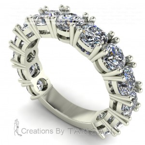 Diamond Cushion and Round Anniversary Ring 3.60Ctw