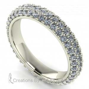 Diamond Round Cut 3 Row Eternity Ring 1.15Ctw