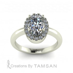 Oval Halo Engagement Ring 0.85Ctw