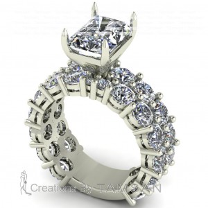 Radiant 2 Row Side Stone Engagement Ring 10.10Ctw