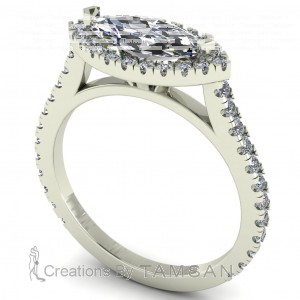 East West Marquise Halo Engagement Ring 1.60Ctw