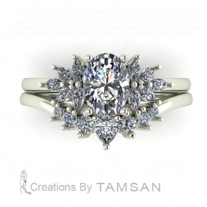 Oval, Marquise and Pear Diamond Bridal Set 1.30Ctw