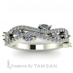 Marquise and Round Diamond 2 Row Anniversary Wave Ring 0.55Ctw
