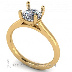 Round Cathedral Solitaire Engagement Ring 0.90Ctw