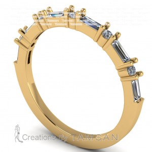Diamond Baguette and Round Anniversary Ring 0.45Ctw