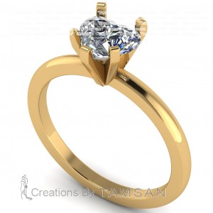 Heart Peg Head Solitaire Engagement Ring 0.75Ctw
