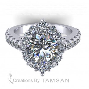 Halo Round Cut Graduating Engagement Ring 2.95Ctw