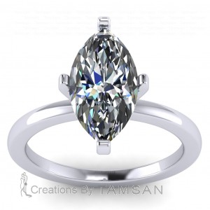 Marquise Peg Head Solitaire Engagement Ring 1.60Ctw