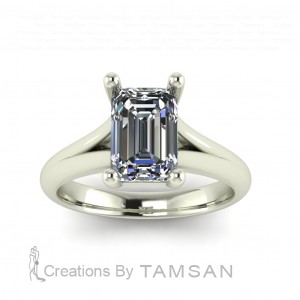 Emerald Solitaire Split Shank Engagement Ring 1.55Ctw