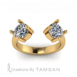 Two Stone Round Cut Open Engagement Ring 1.60Ctw
