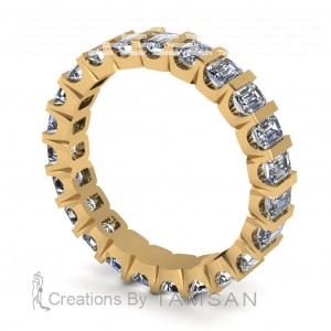 Diamond North South Emerald Eternity Ring 1.65Ctw