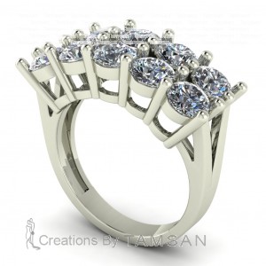 Diamond Round Cut 2 Row Anniversary Ring 4.50Ctw