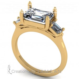 Three Stone East West Emerald Engagement Ring 2.75Ctw