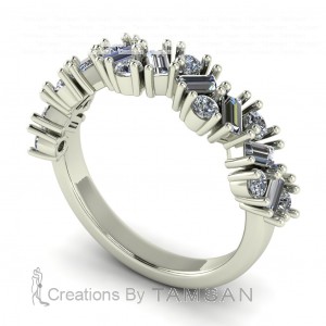 Diamond Baguette and Round Anniversary Ring 0.70Ctw
