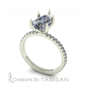 Pear Claw Prong Side Stone Engagement Ring 2.40Ctw