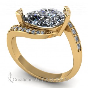 Pear Bypass Side Stone Engagement Ring 1.75Ctw
