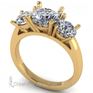 Three Stone Round Cut Engagement Ring 2.25Ctw