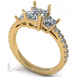 Three Stone Emerald Engagement Ring 1.45Ctw