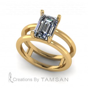 Emerald Solitaire Double Shank Engagement Ring 1.85Ctw
