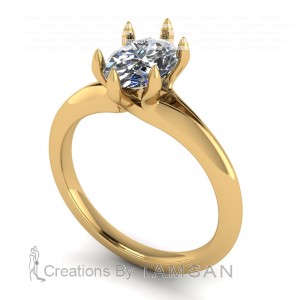 Oval Solitaire Split Shank Knife Edge Engagement Ring 1.05Ctw
