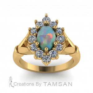 Opal Cluster Engagement Ring