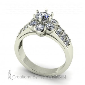 6 Prong Bezel Cluster Ring