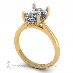 Oval Hidden Halo Cathedral Engagement Ring