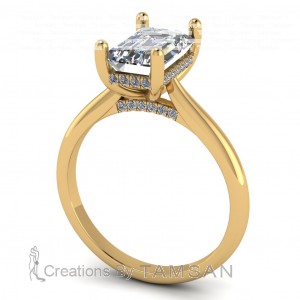 Emerald Cathedral Hidden Halo Engagement Ring