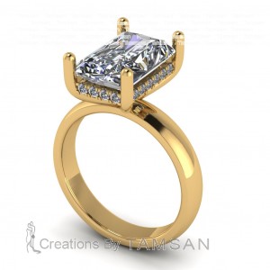 Radiant Hidden Halo Wide Shank Engagement Ring