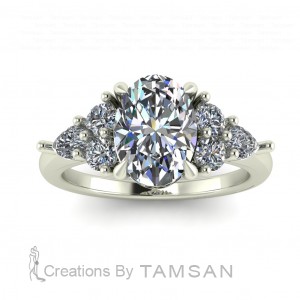 Oval Triplet Round Pear Engagement Ring