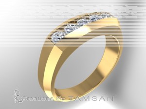 Tapered Band with 5 Stone Channel