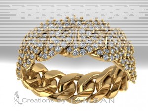 Halfway Diamonds Cuban Ring