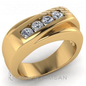 4 Stone Diagonal Channel Ring