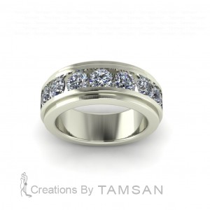 7 Stone Channel Tapered Band