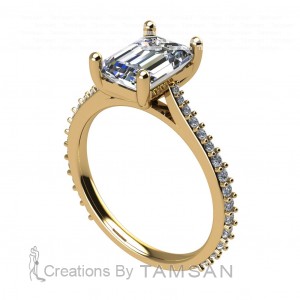 Emerald Taper Cathedral Engagement Ring