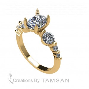 Oval Single Shared Prong Engagement Ring