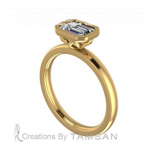 Emerald Petal Bezel Engagement Ring