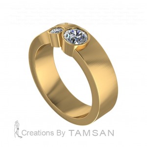  Two Stone Bezel Band