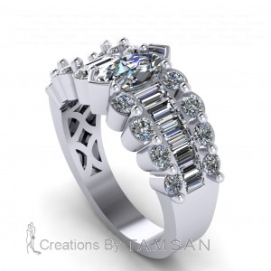 Marquise and Baguette Channel Taper Band