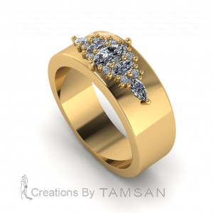 Marquise and Round Cluster Band