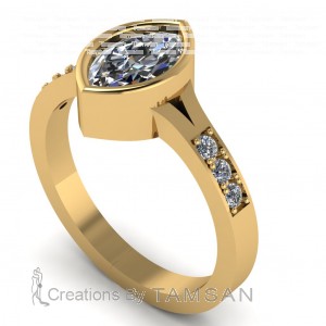 Marquise Bezel Split Shank Engagement Ring