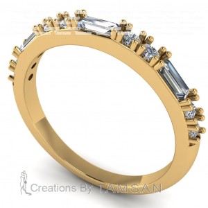 Diamond Baguette and Round Anniversary Ring 0.45Ctw