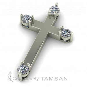 Diamond Cross Pendant  0.82Ctw