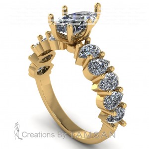 North&South Pear Side Stone Engagement Ring 2.75Ctw