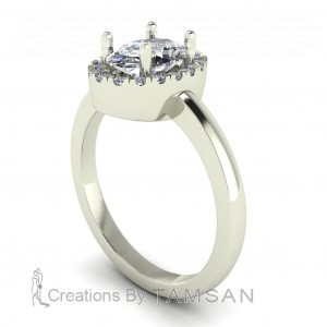 Oval Halo Engagement Ring 0.85Ctw